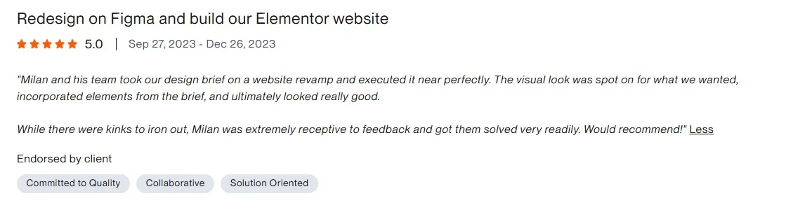 Clutch review: WordPress developer to update our current website - 5.0