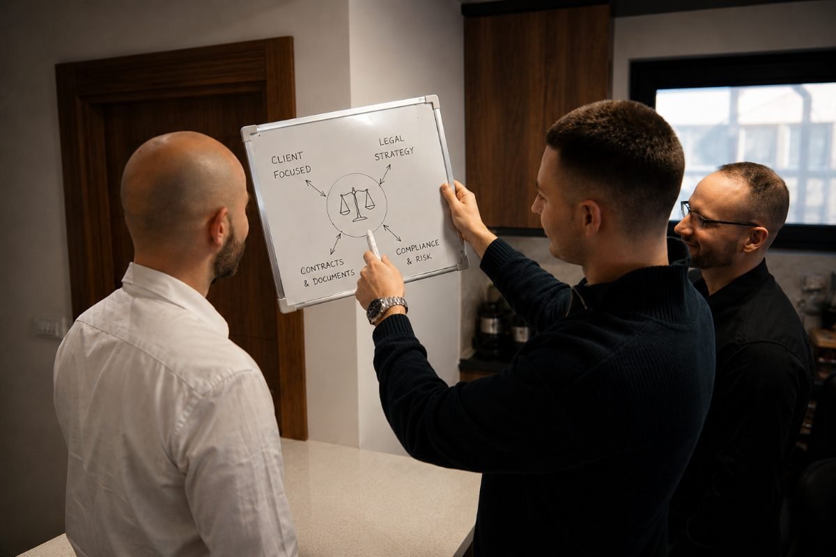 Santos team mapping out a law firm strategy